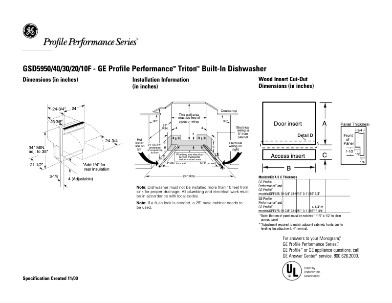 Image de la première page du manuel de l'appareil Profile Performance Triton GSD5940FSS