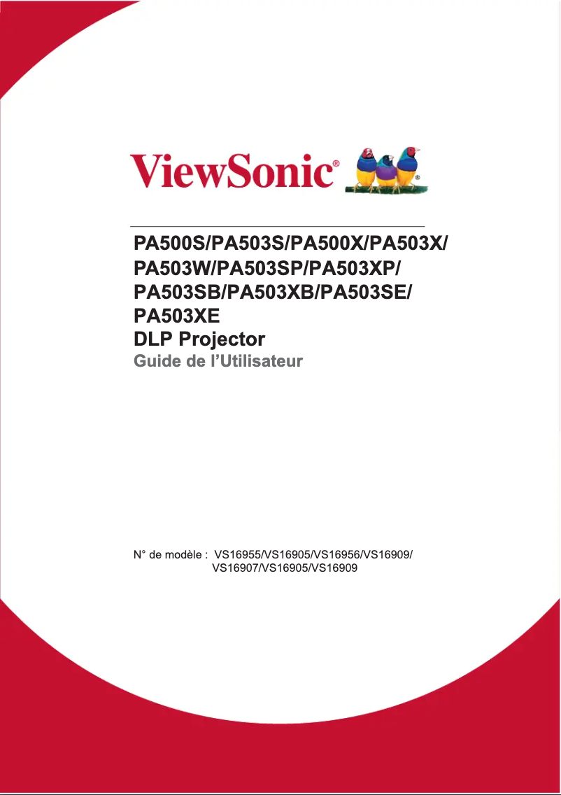 Page 1 de la notice Manuel utilisateur Viewsonic PA503XB