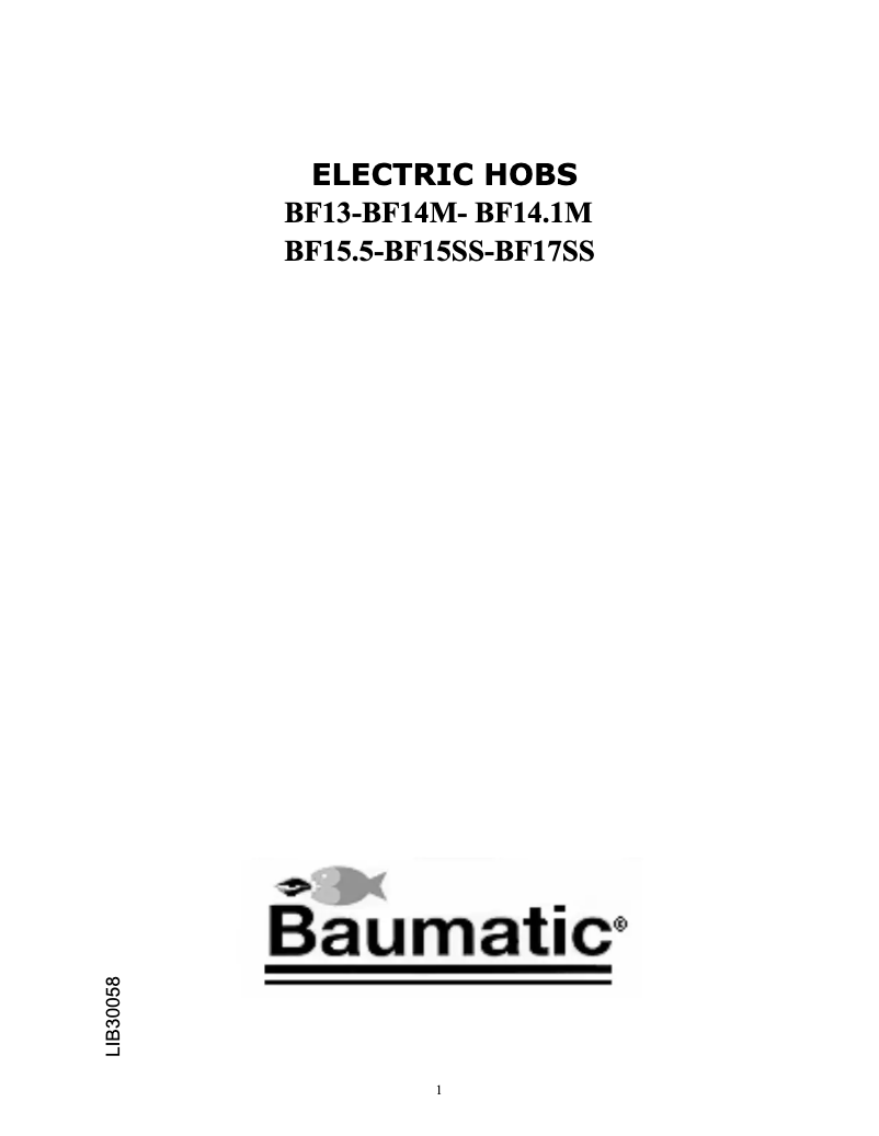 Page n°1 - Manuel utilisateur Baumatic BF151SS