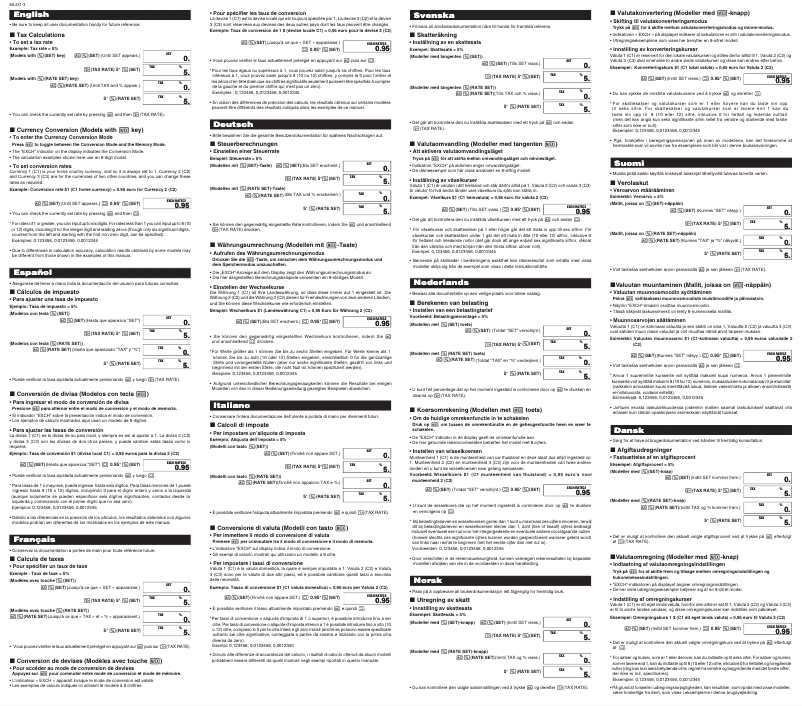 Page 1 de la notice Manuel utilisateur Casio SL-210TE