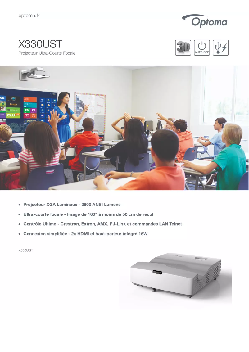 Page n°1 - Fiche technique Optoma X330UST