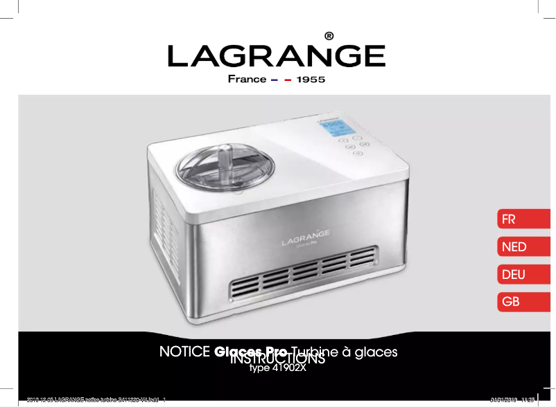 Image de la première page du manuel de l'appareil Glaces Pro