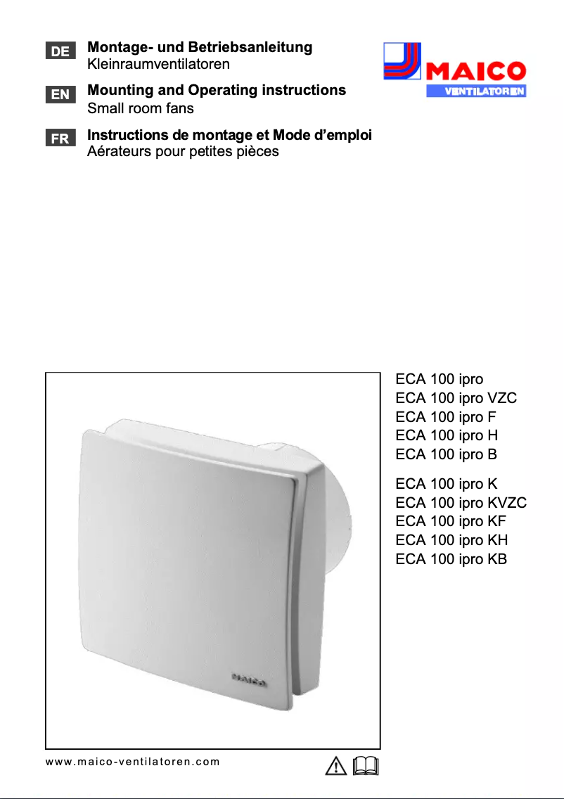 Page n°1 - Manuel utilisateur Maico ECA 100 ipro