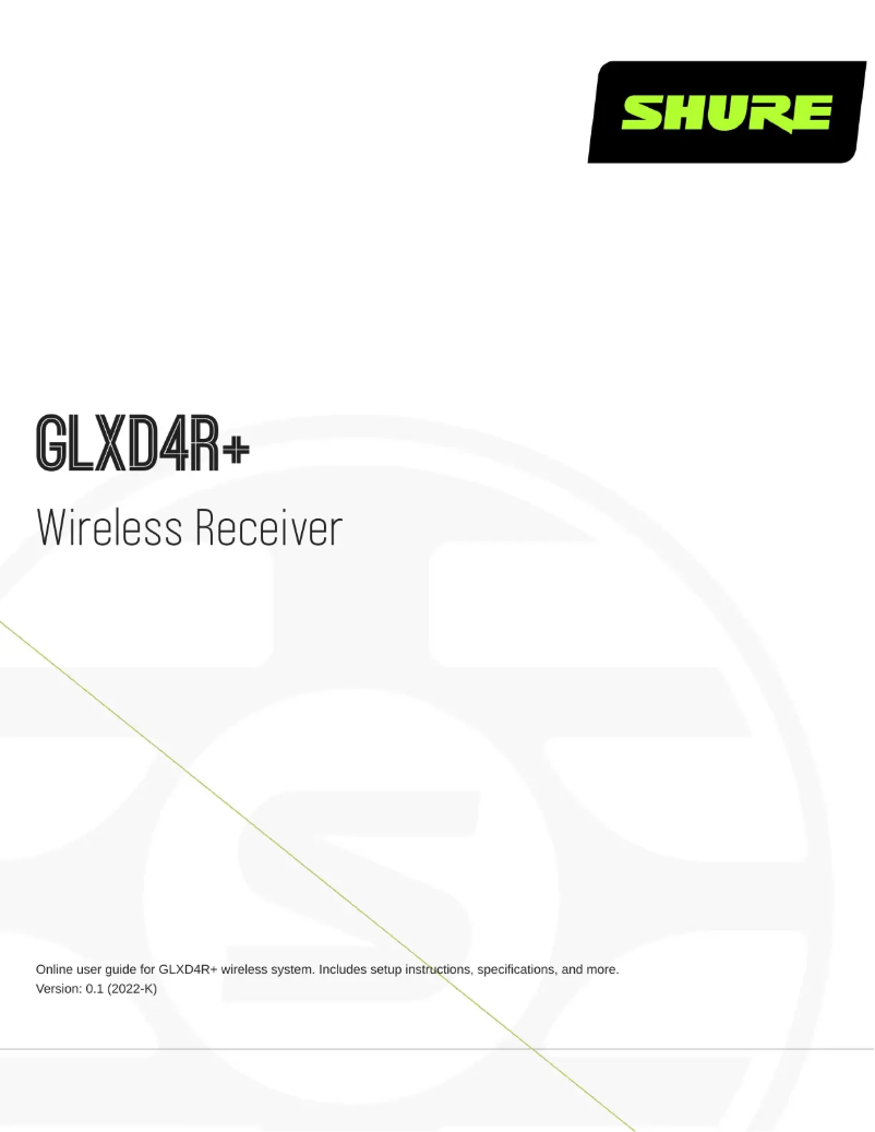 Page 1 de la notice Manuel utilisateur Shure GLXD124R+/85