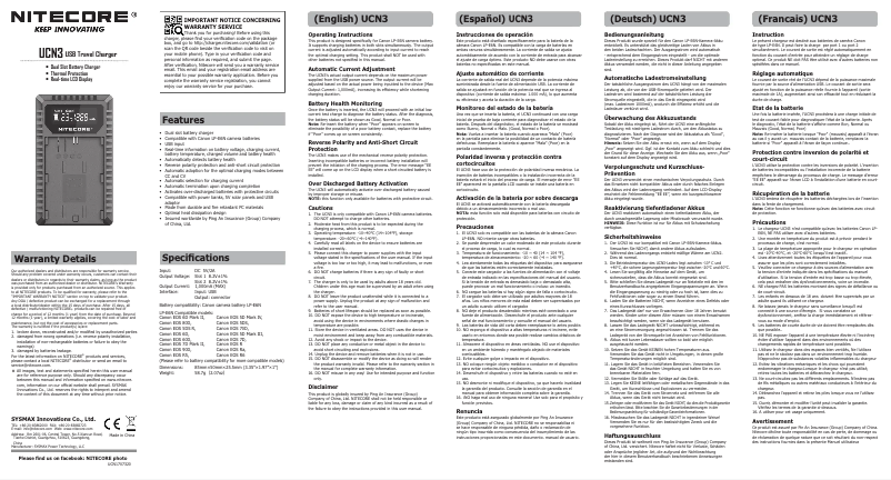 Image de la première page du manuel de l'appareil UCN3