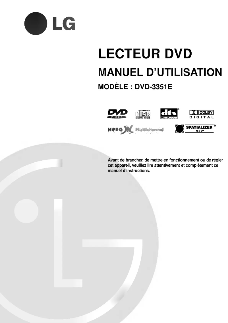 Page 1 de la notice Manuel utilisateur LG DVD3351EDS