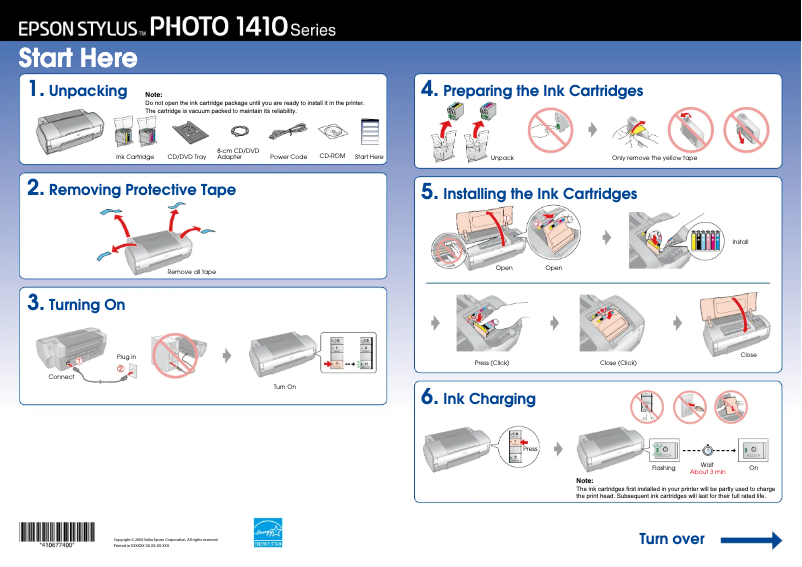 Page 1 de la notice Manuel utilisateur Epson Stylus Photo 1410