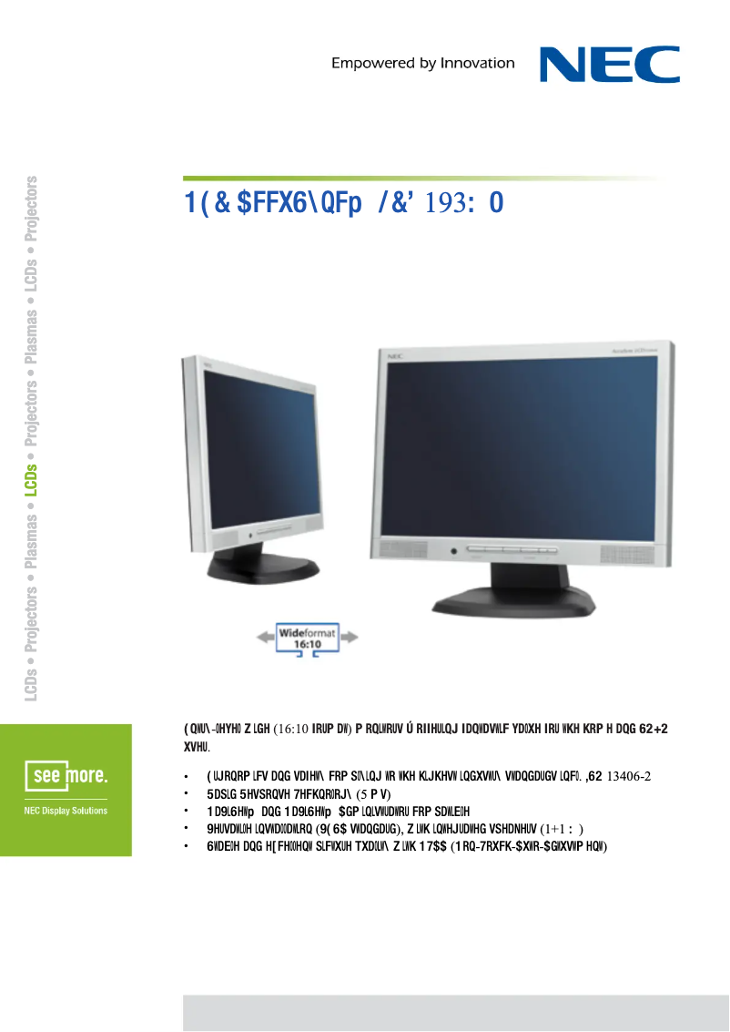 Página 1 del manual Ficha técnica NEC AccuSync LCD193WM