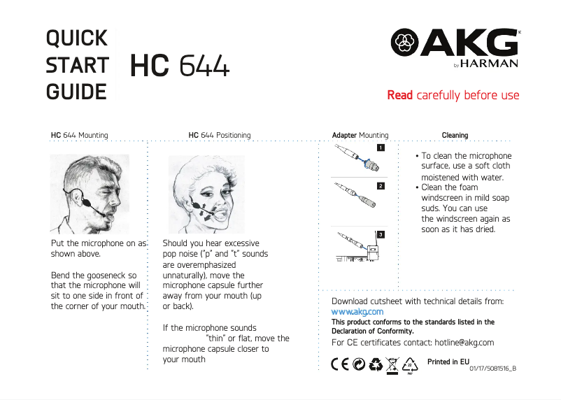 Page 1 de la notice Manuel utilisateur AKG HC644
