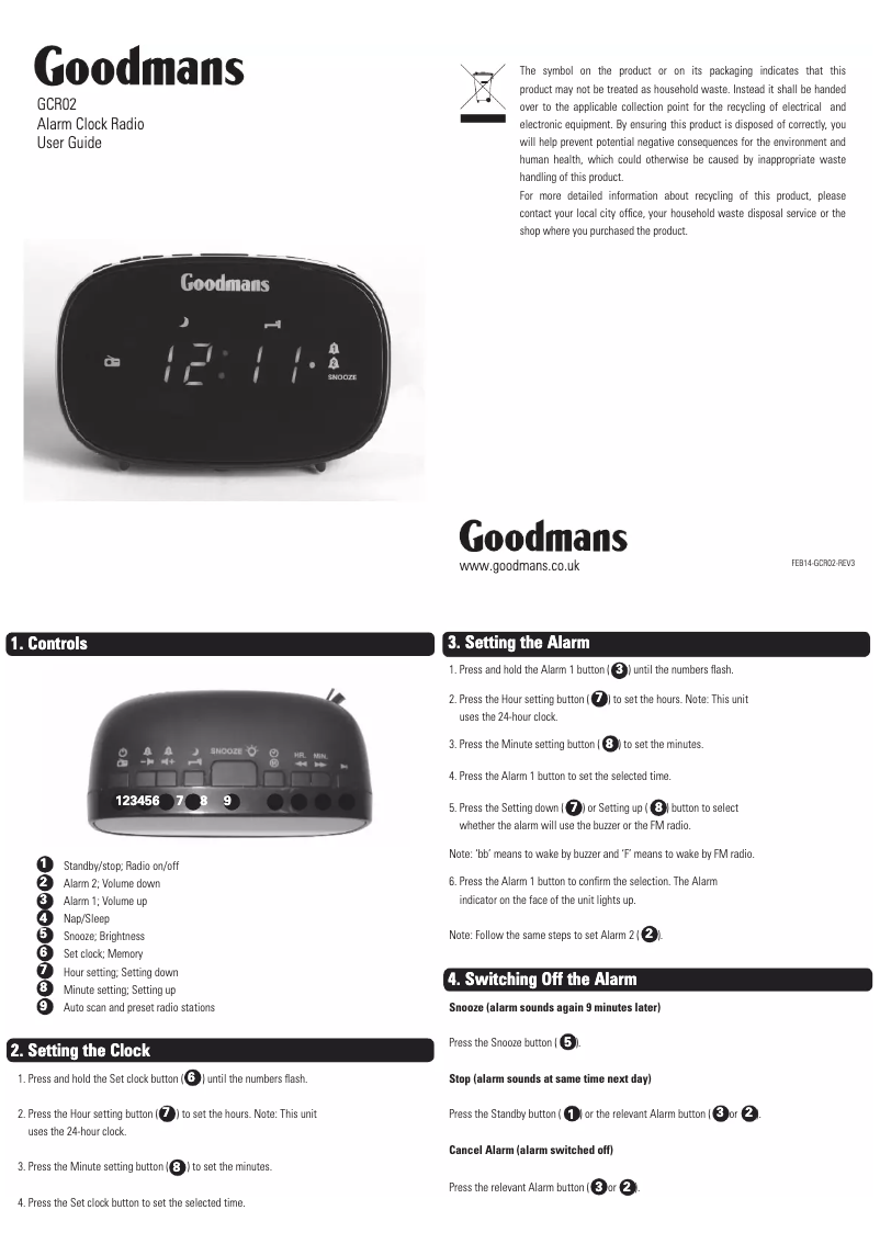 Page n°1 - Manuel utilisateur Goodmans GCR02
