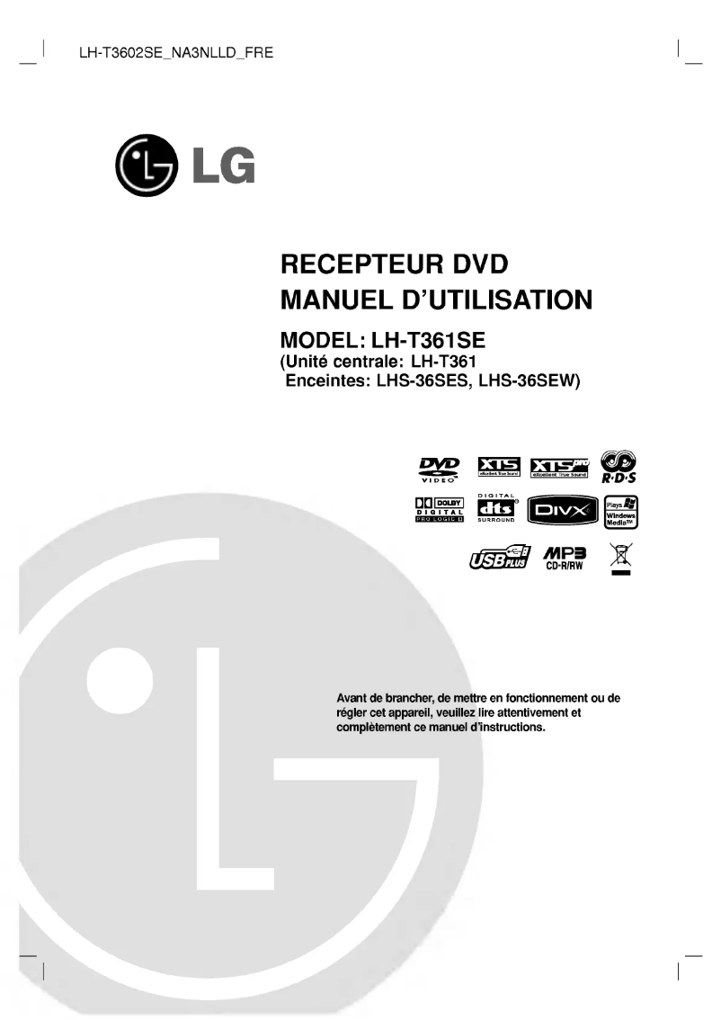 Page 1 de la notice Manuel utilisateur LG LH-T3602SE