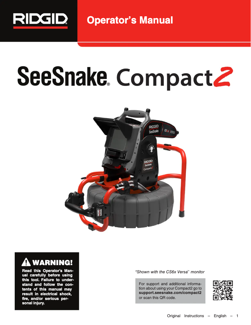 Page 1 de la notice Manuel utilisateur Ridgid SeeSnake Compact 2