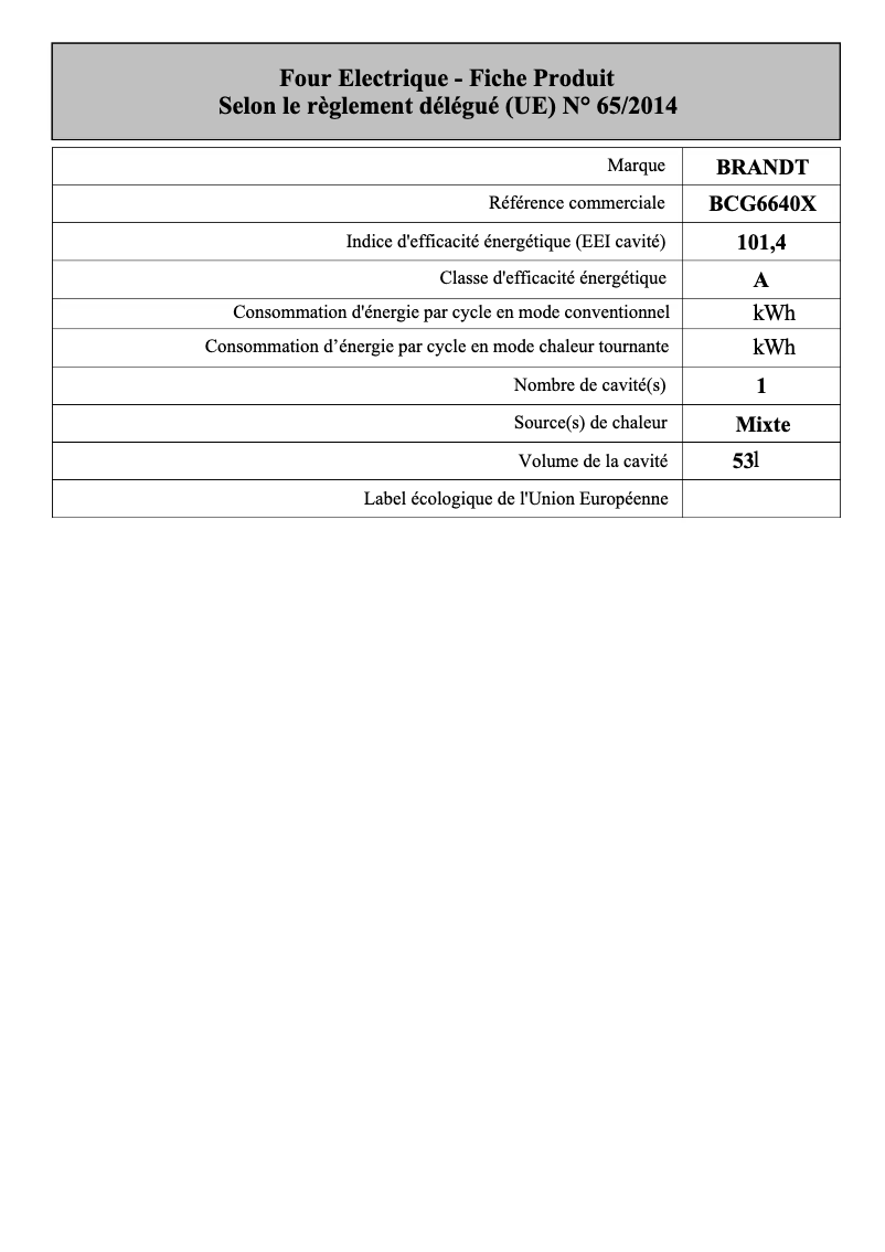 Image de la première page du manuel de l'appareil BCG6640X