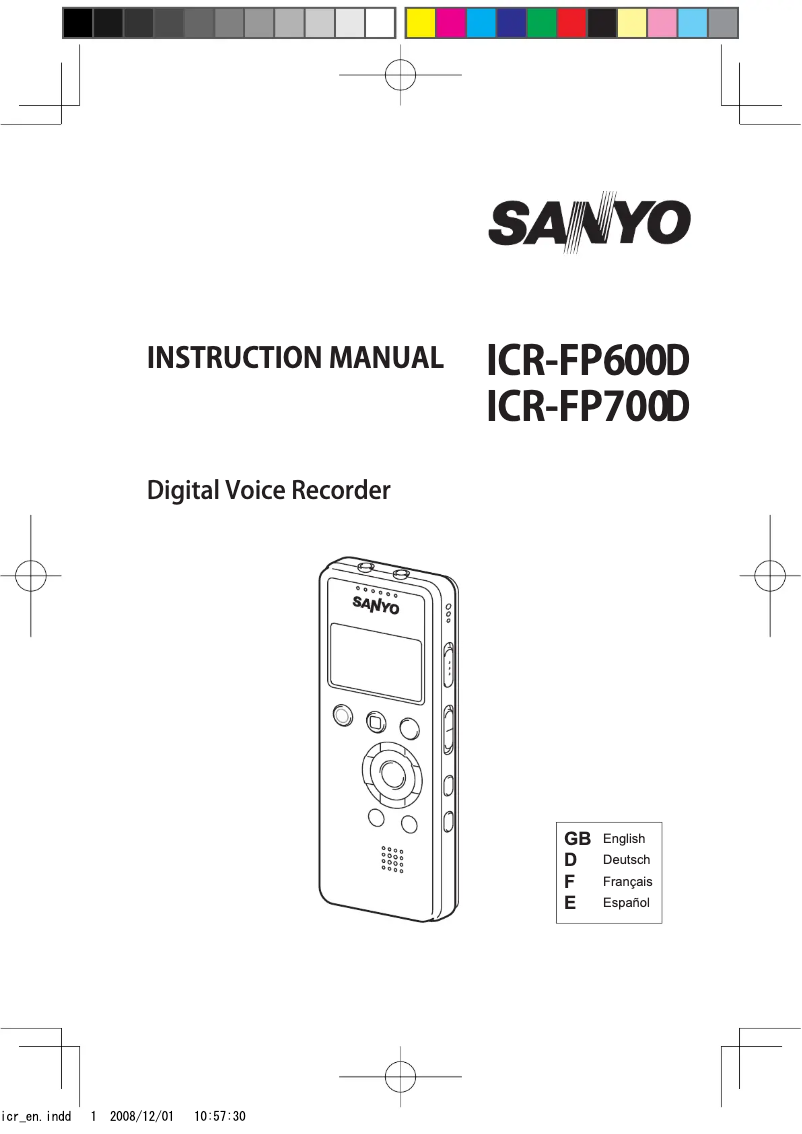 Page 1 de la notice Manuel utilisateur Sanyo ICR-FP600D