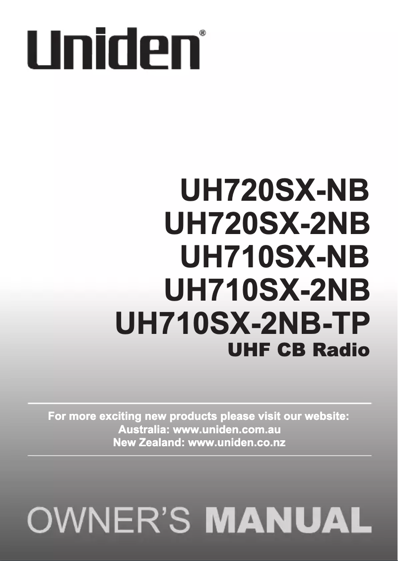 Image de la première page du manuel de l'appareil UH710SX-2NB