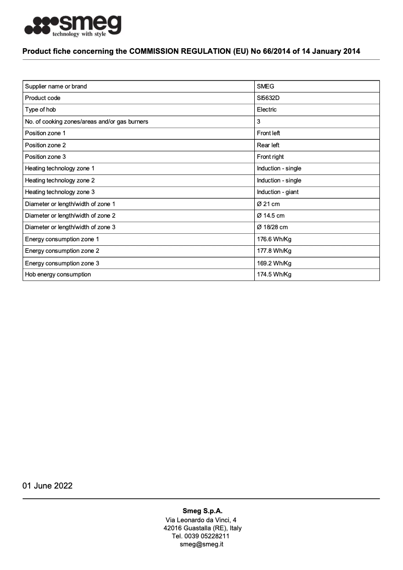 Page 1 de la notice Brochure Smeg SI5632D