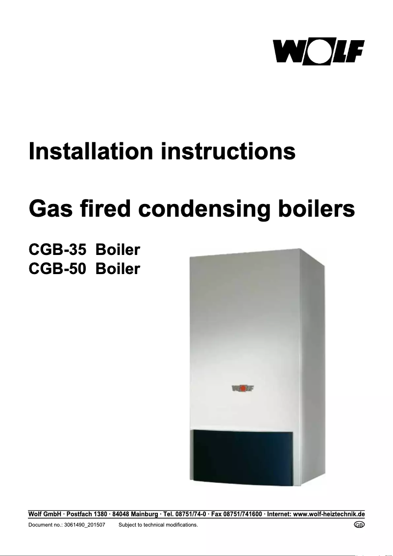 Page 1 de la notice Manuel utilisateur Wolf CGB-50