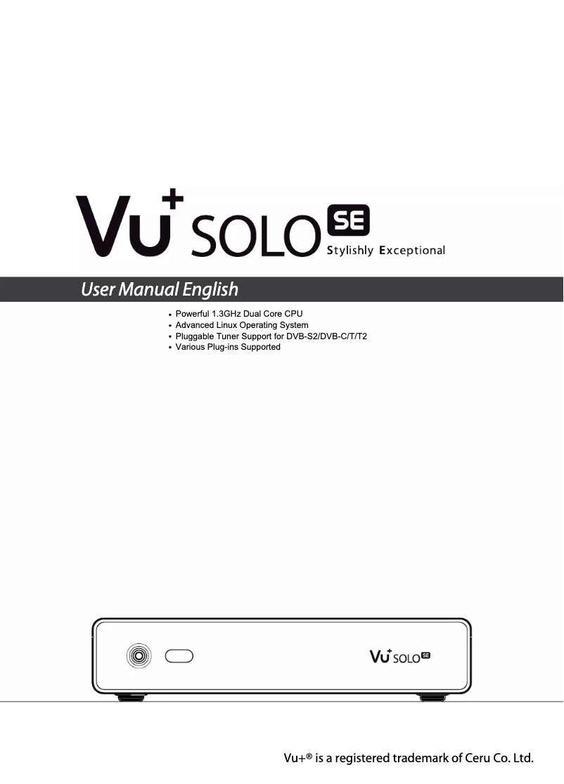 Image de la première page du manuel de l'appareil SOLO SE