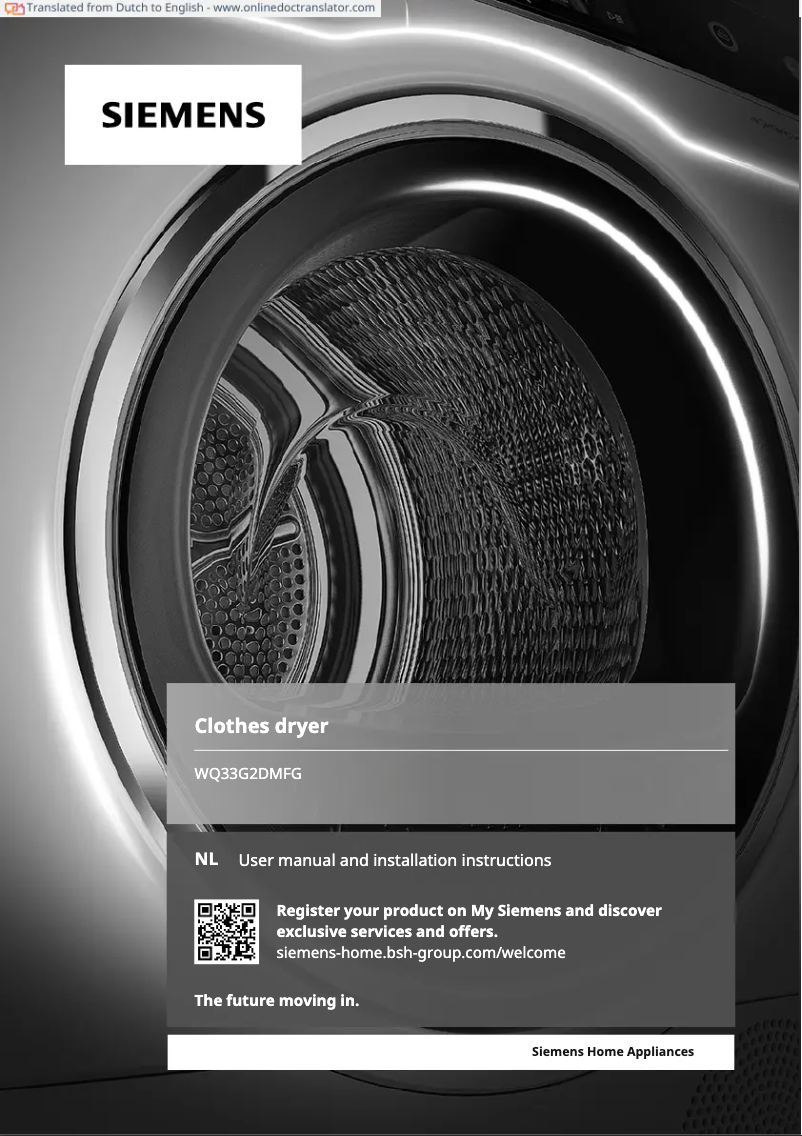 Image de la première page du manuel de l'appareil WQ33G2DMFG