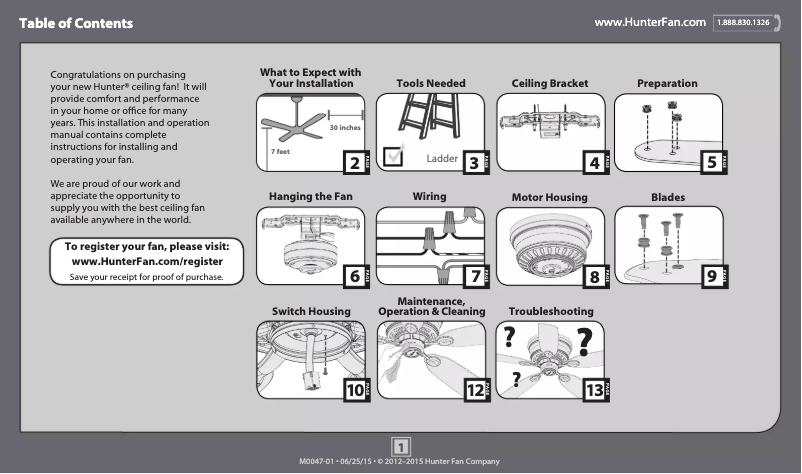 Page 1 de la notice Manuel utilisateur Hunter Low Profile 51060