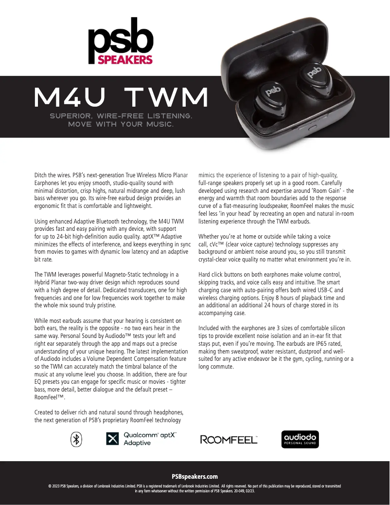 Page n°1 - Fiche technique PSB M4U TWM