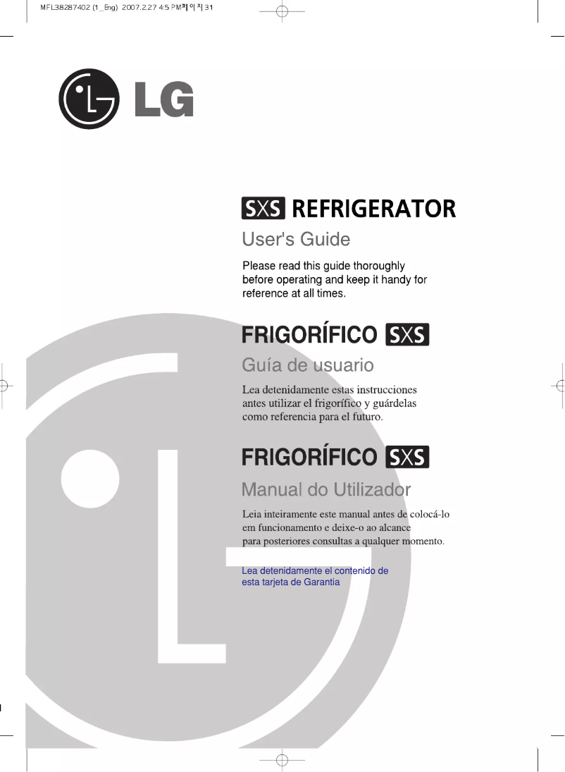 Page n°1 - Manuel utilisateur LG GR-B2276EXR