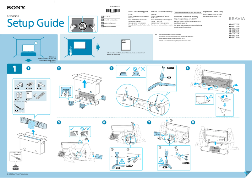Page 1 de la notice Guide d'installation Sony KD-55X750F