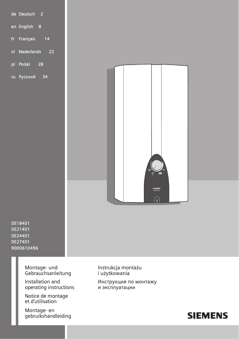 Page 1 de la notice Manuel utilisateur Siemens DE24401