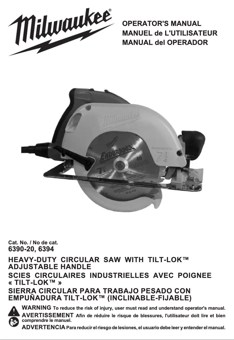 Page n°1 - Manuel utilisateur Milwaukee TILT-LOK 6390-21