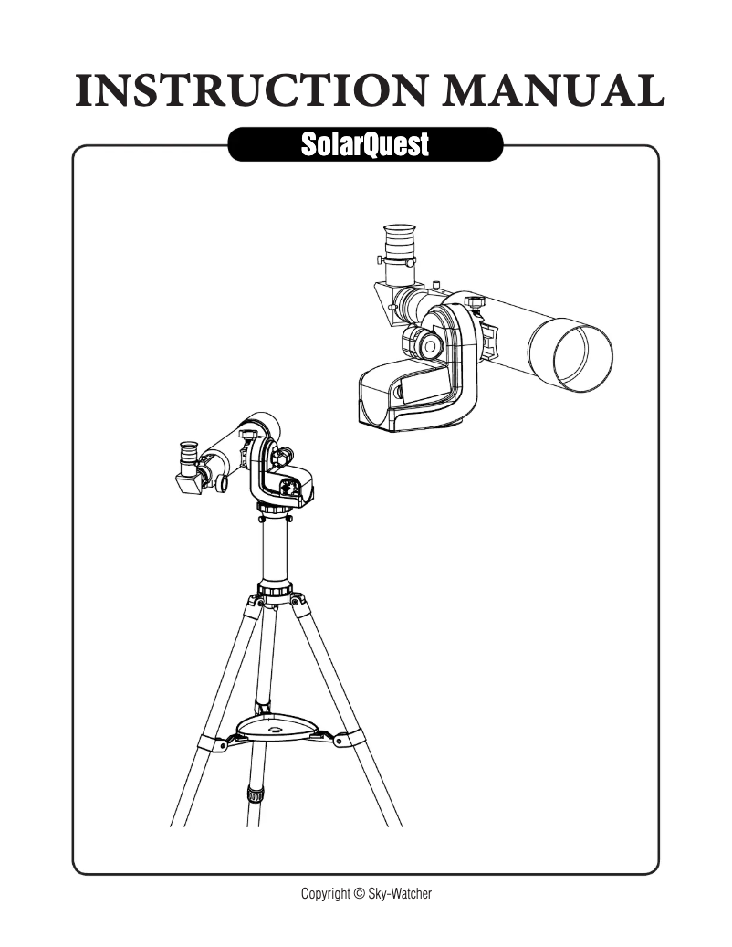 Page n°1 - Manuel utilisateur Sky-Watcher SolarQuest