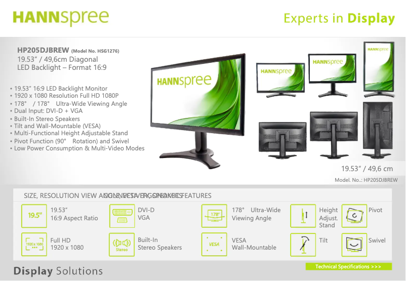 Page 1 de la notice Label énergétique Hannspree HP 205 DJB