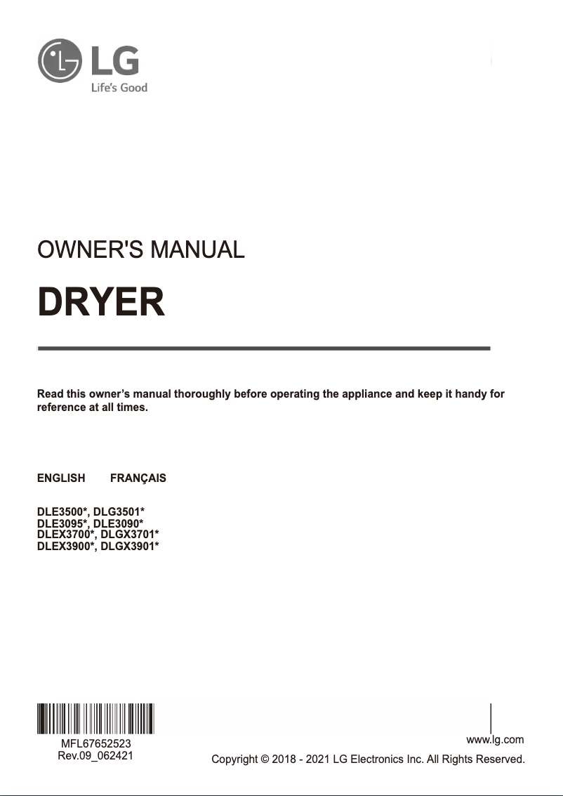 Página 1 del manual Manual de usuario LG DLEX3900B