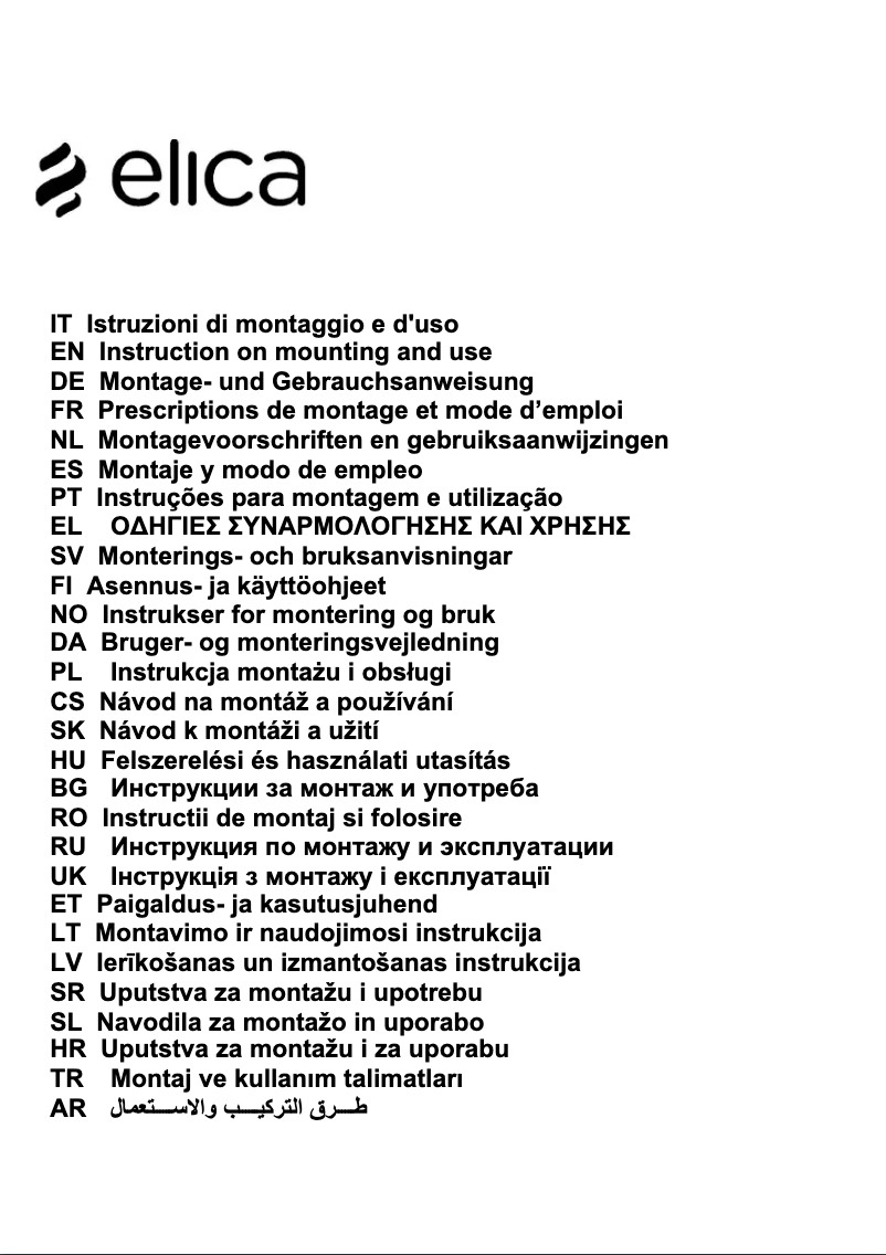 Page n°1 - Manuel utilisateur Elica Claire PRF0110510