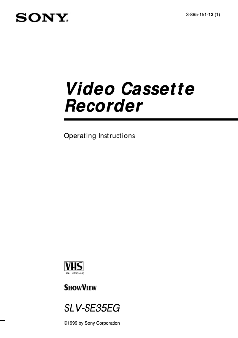 Page n°1 - Manuel utilisateur Sony SLV-SE35EG