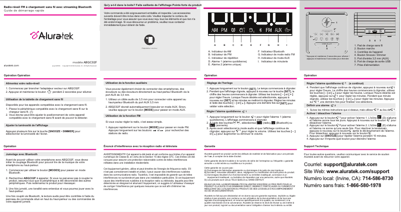Page 1 de la notice Manuel utilisateur Aluratek ABQC02F