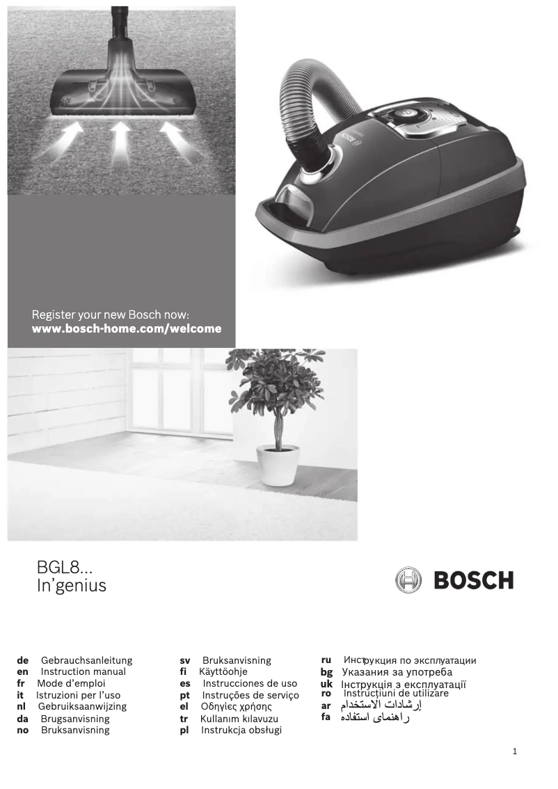 Page 1 de la notice Manuel utilisateur Bosch BGB8A32W
