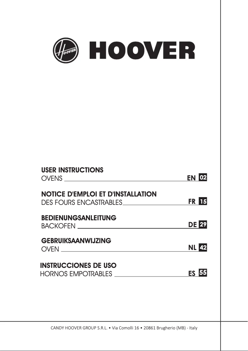 Page n°1 - Manuel utilisateur Hoover HOT5880B