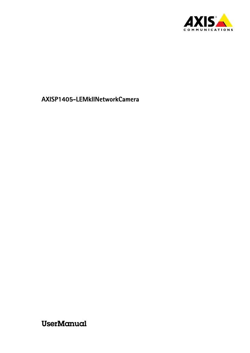 Page n°1 - Manuel utilisateur Axis P1405-LE Mk II