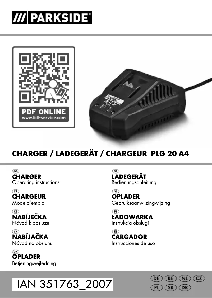 Page 1 de la notice Manuel utilisateur Parkside PLG 20 V A4