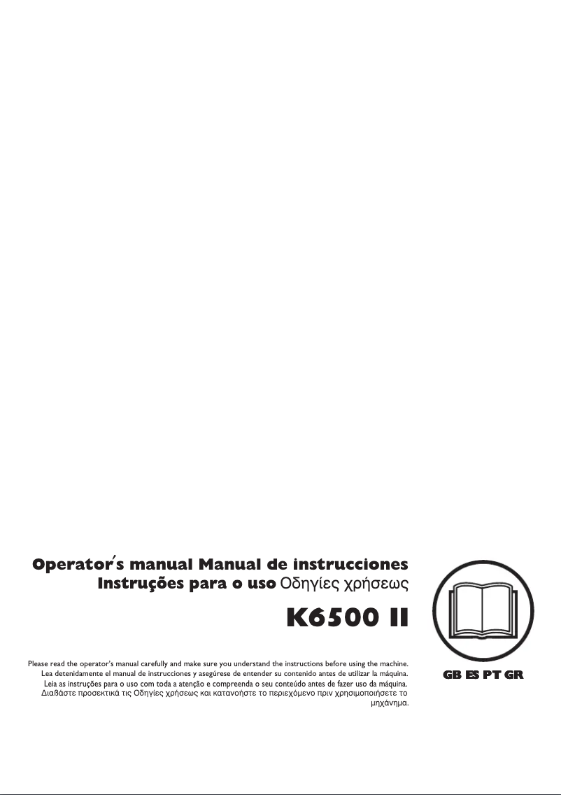 Page n°1 - Manuel utilisateur Husqvarna K6500 II