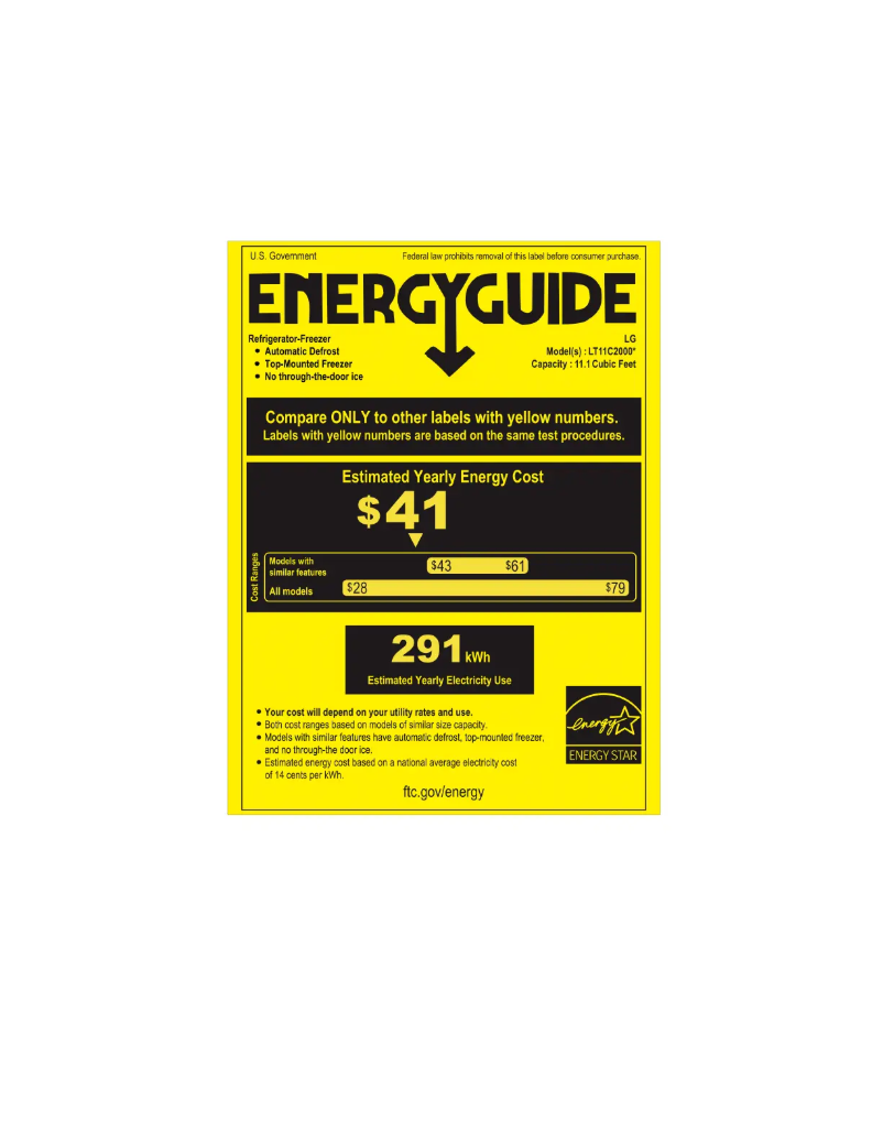 Page 1 de la notice Label énergétique LG LT11C2000V