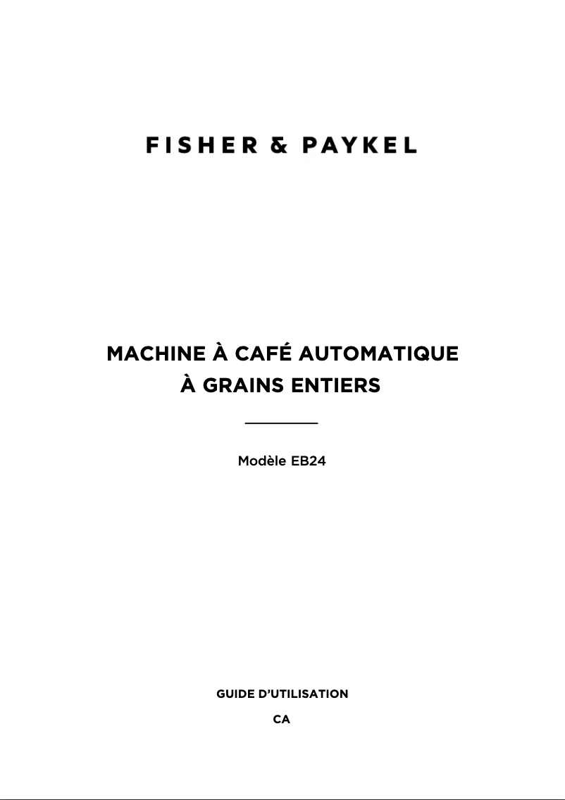 Page n°1 - Manuel utilisateur Fisher & Paykel EB24DSXBB1