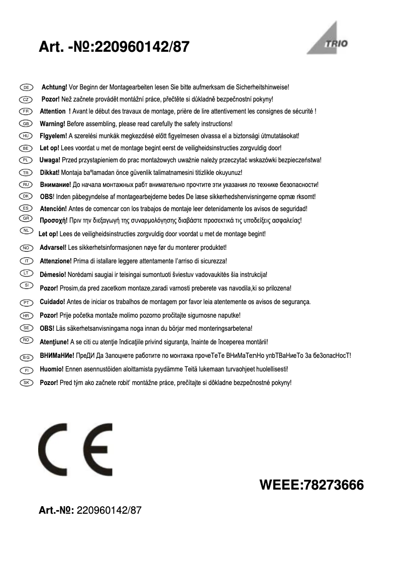 Page 1 de la notice Manuel utilisateur Trio Lighting Harlem