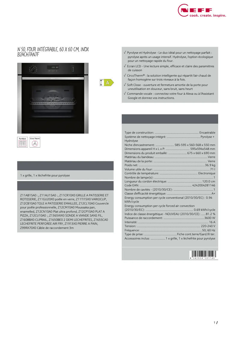 Image de la première page du manuel de l'appareil B2ACH7AN7F