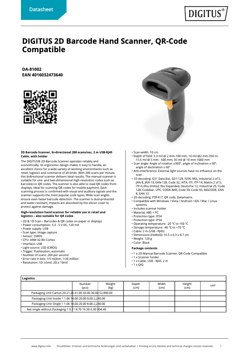 Page n°1 - Fiche technique Digitus DA-81002