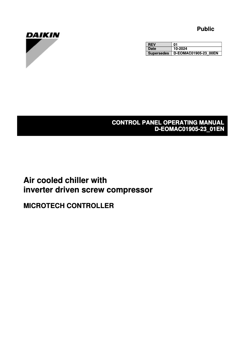 Page n°1 - Manuel utilisateur Daikin EWADH11TZSLC2