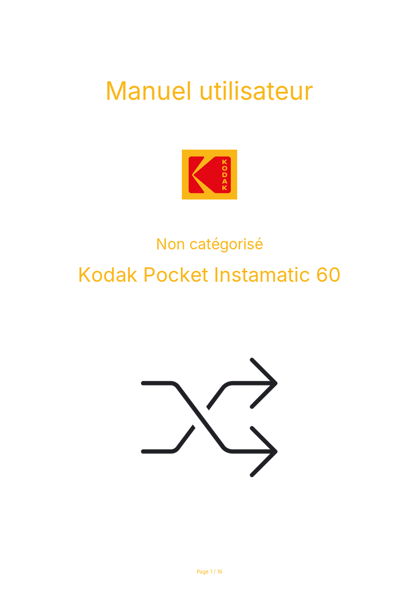 Page n°1 - Manuel utilisateur Kodak Pocket Instamatic 60