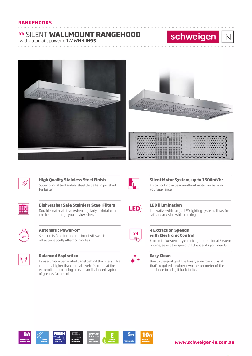 Page n°1 - Fiche technique Schweigen WM-LIN9S