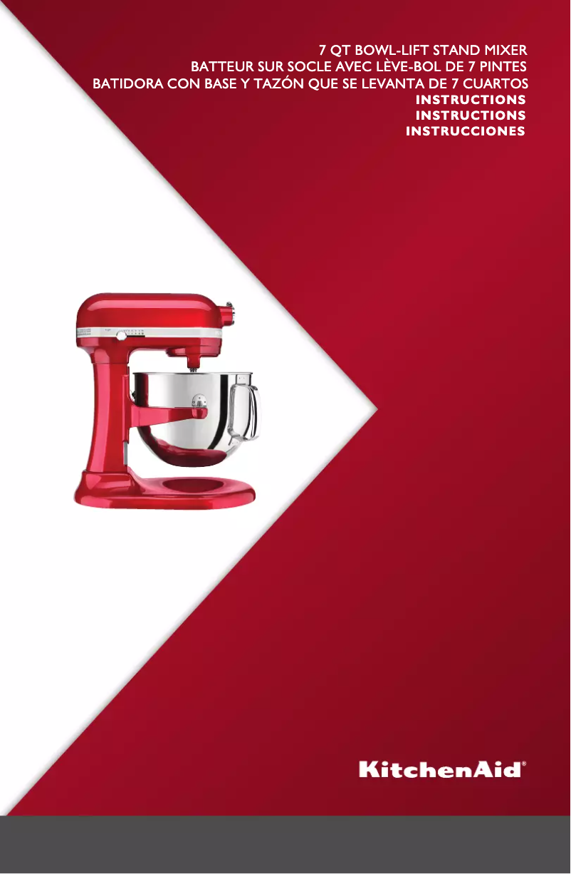 Page 1 de la notice Manuel utilisateur KitchenAid KSM7588