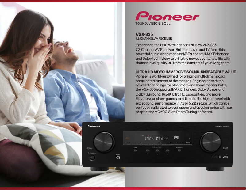 Image de la première page du manuel de l'appareil VSX-835